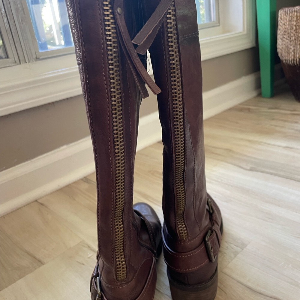 Naturalizer Women's Tall Brown Leather Riding Boots - Picture 5 of 7